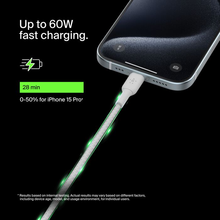 Belkin Braided USB-C to USB-C Cable 2m White 2 Pack