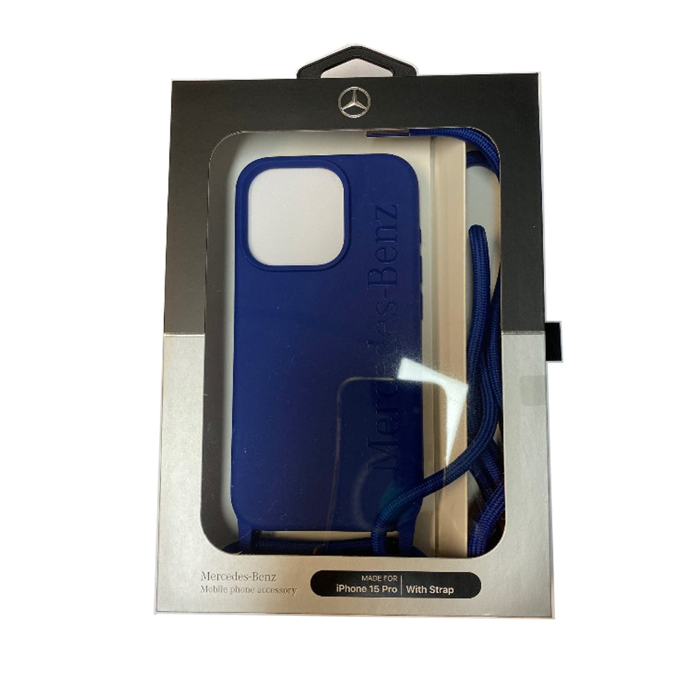 MB HC LIQUID SILICONE WITH CORD WORDMARK Logo iPhone 15 Pro Navy