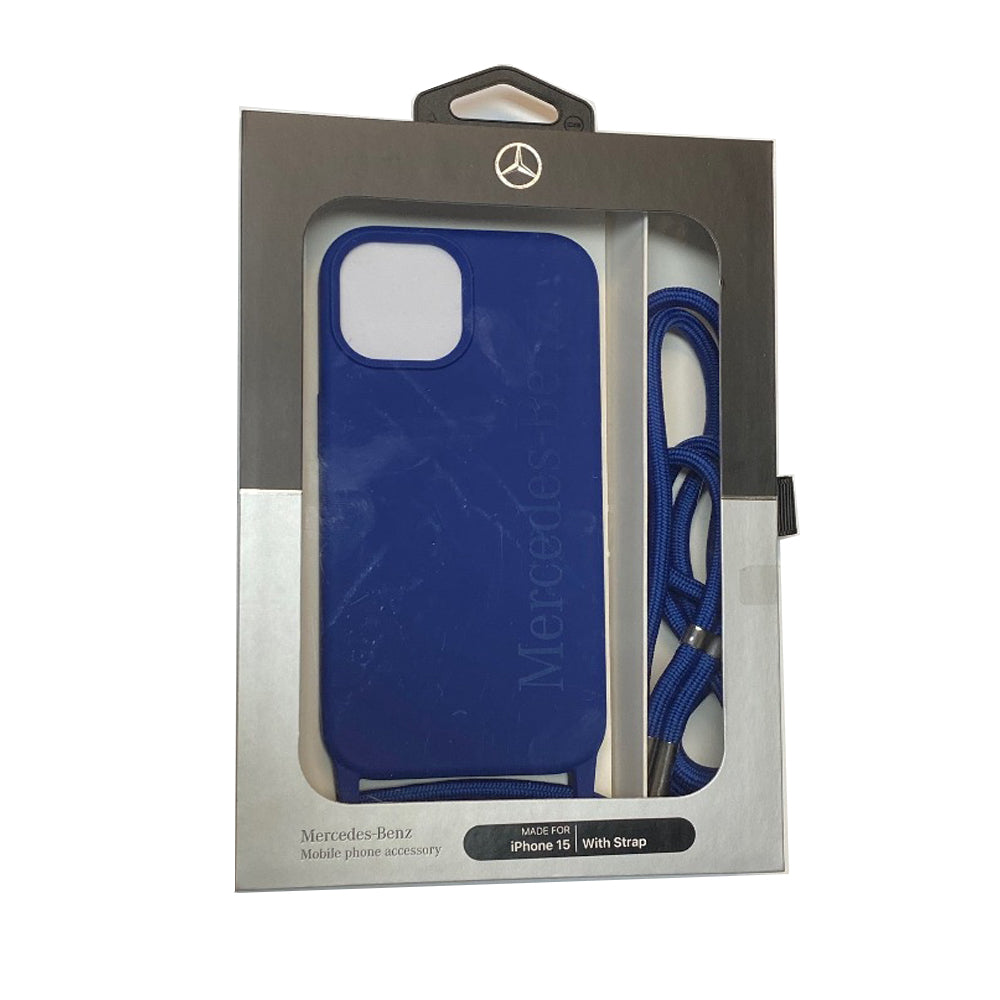 MB HC LIQUID SILICONE WITH CORD WORDMARK Logo iPhone 15 / 14/ 13 Navy