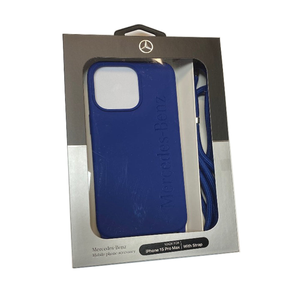 MB HC LIQUID SILICONE  WITH CORD WORDMARK Logo iPhone 15 Pro Max Navy
