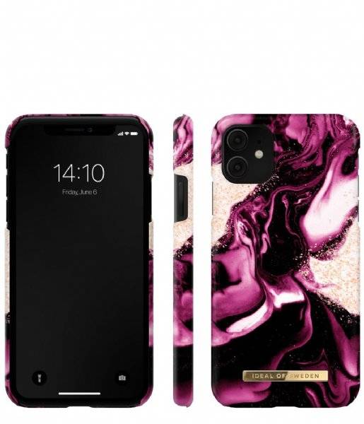 IDEAL OF SWEDEN Fashion Case iPhone 11/XR Golden Ruby Marble