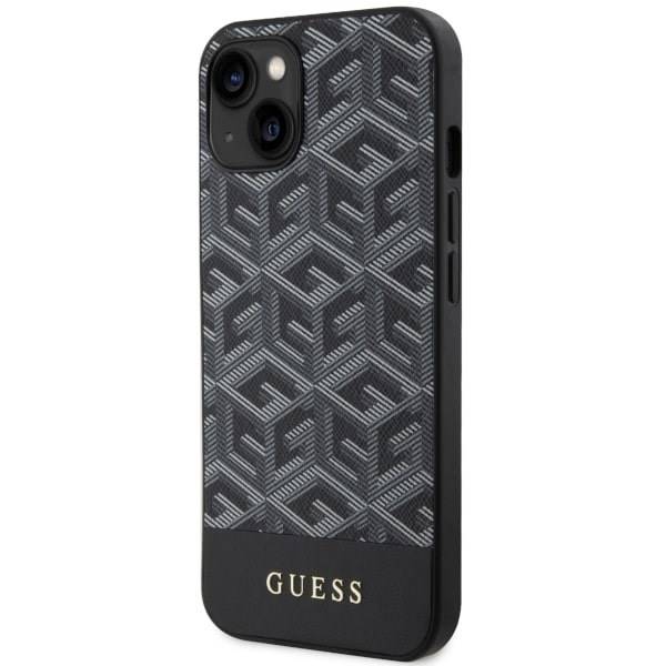 GUESS HC MagSafe GCUBE PU STRIPES BLACK IP14 PLUS