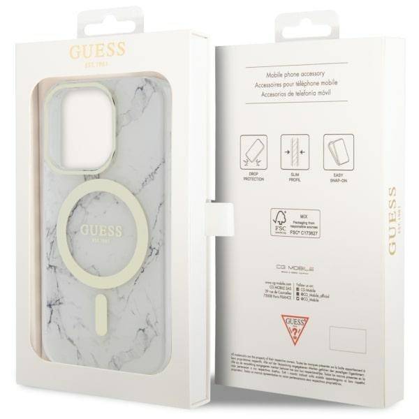 GUESS Hardcase MagSafe IML Marble White iPhone 13 Pro