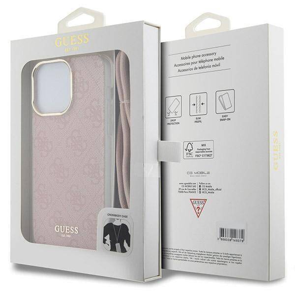 GUESS HC CROSSBODY CORD 4G Print Pink iPhone 15 Pro Max