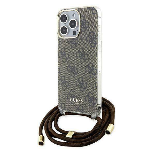 GUESS HC CROSSBODY CORD 4G Print Brown iPhone 15 Pro