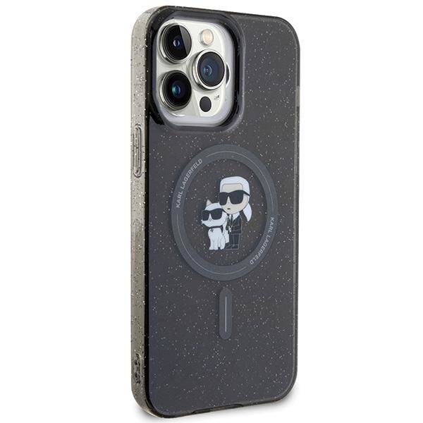 Karl Lagerfeld KLHMP15SHGKCNOK iPhone 15 / 14 / 13 black hardcase Karl&Choupette Glitter MagSafe