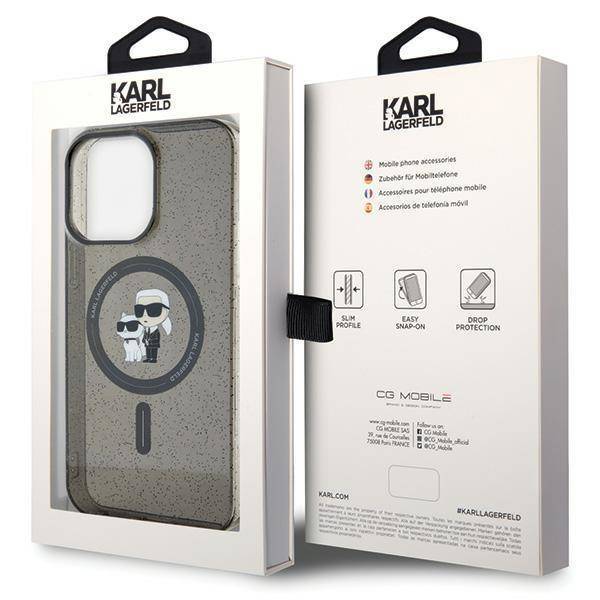 Karl Lagerfeld KLHMP15SHGKCNOK iPhone 15 / 14 / 13 black hardcase Karl&Choupette Glitter MagSafe