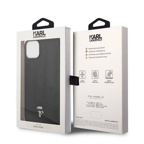 Karl Lagerfeld KLHCP14MPSQPK iPhone 14 Pro Plus Hardcase Backcover - Puffy Ikonik Pin - Nylon - Black