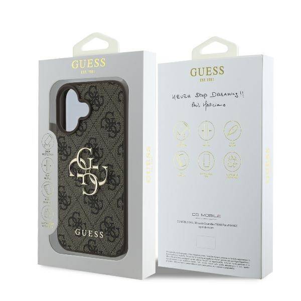 Guess GUHCP16S4GMGBR Hardcase 4G PU Big Logo Brown iPhone 16