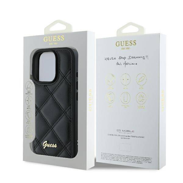 Guess GUHCP16XPSQSQSK Hardcase PU Quilted Metal Logo Black iPhone 16 Pro Max