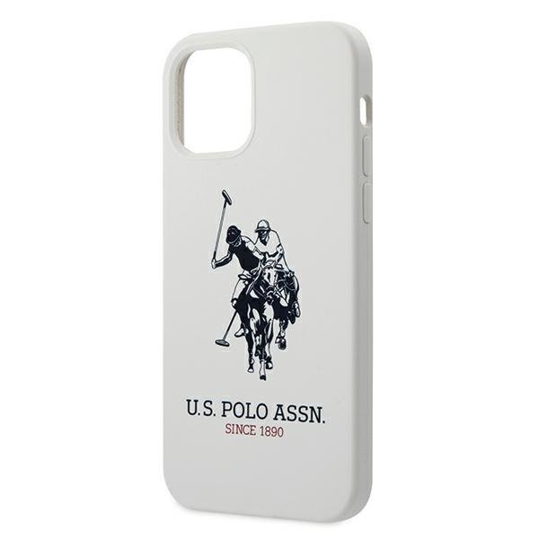 US Polo Assn USHCP12LSLHRWH Silicone Collection White Case with Big Horse Logo for iPhone 12 Pro Max