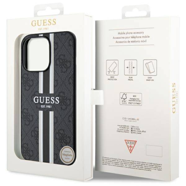 GUESS Hardcase MagSafe 4G PRINTED STRIPES Black for iPhone 13 Pro