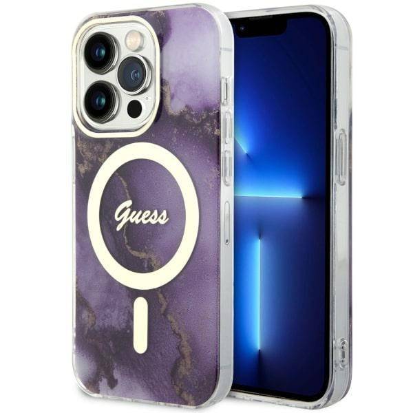 GUESS HC MagSafe IML GOLDEN MARBLE PURPLE iPhone 13 Pro Max