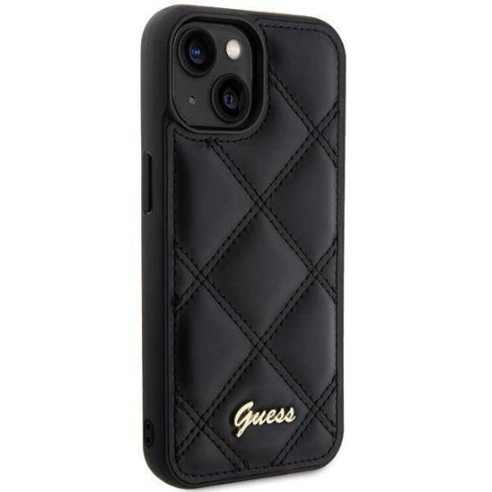 GUESS GUHCP15SPSQSQSK HC PU QUILTED METAL LOGO BLACK iPhone 15 / 14 / 13