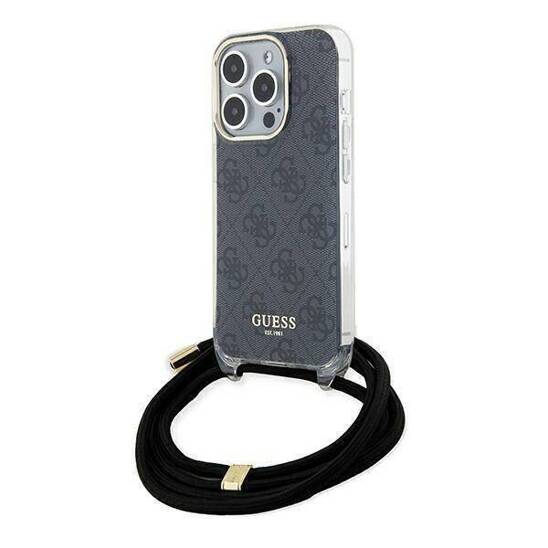 GUESS HC CROSSBODY CORD 4G Print Black iPhone 15 Pro