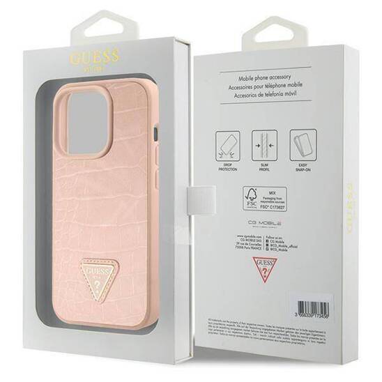 GUESS GUHCP15XPCRTHCP HC PU CROCO TRIANGLE LOGO PINK iPhone 15 PRO MAX