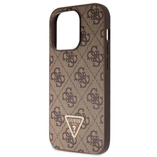 GUESS HC PU LEATHER METAL LOGO STRASS CROSSBODY BROWN iPhone 15 PRO MAX