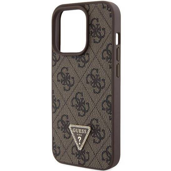 GUESS HC PU LEATHER 4G TRIANGLE STRASS BROWN iPhone 15 Pro Max