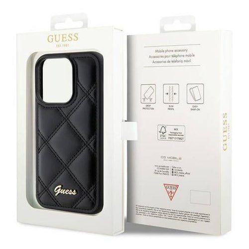 GUESS PU LEATHER HC QUILTED EDITION METAL Logo Black iPhone 11