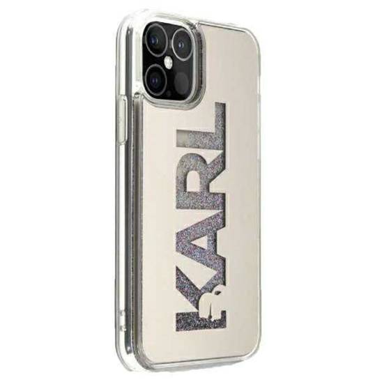 Karl Lagerfeld KLHCP12LKLMLGR iPhone 12 Pro Max silver hardcase Mirror Liquid Glitter Karl
