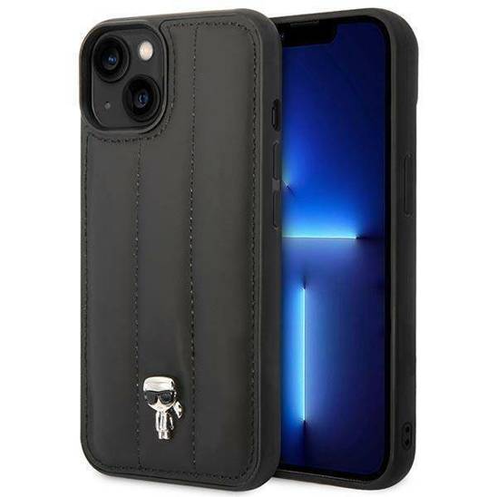 Karl Lagerfeld KLHCP14MPSQPK iPhone 14 Pro Plus Hardcase Backcover - Puffy Ikonik Pin - Nylon - Black
