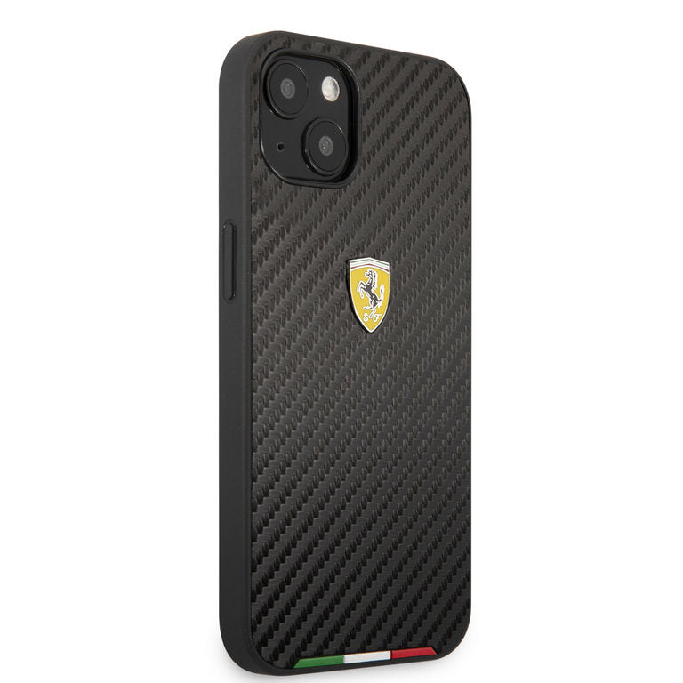 Ferrari FESTABHCP13SBK iPhone 13 mini black hardcase On Track Real Carbon Italian Flag
