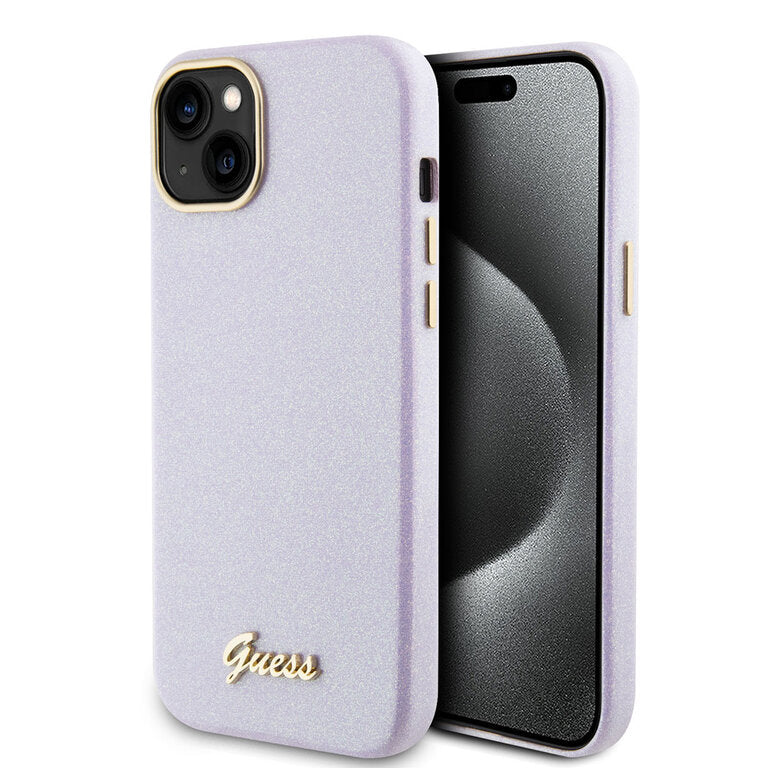 GUESS Hardcase Glitter Glossy Lila for iPhone 15 Plus