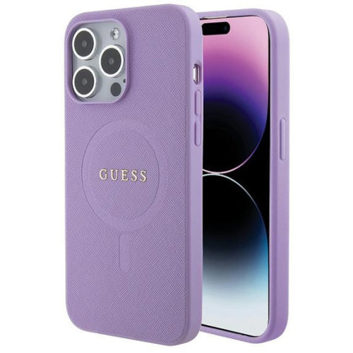 GUESS Hardcase SAFFIANO MagSafe  Purple for iPhone 15 Pro