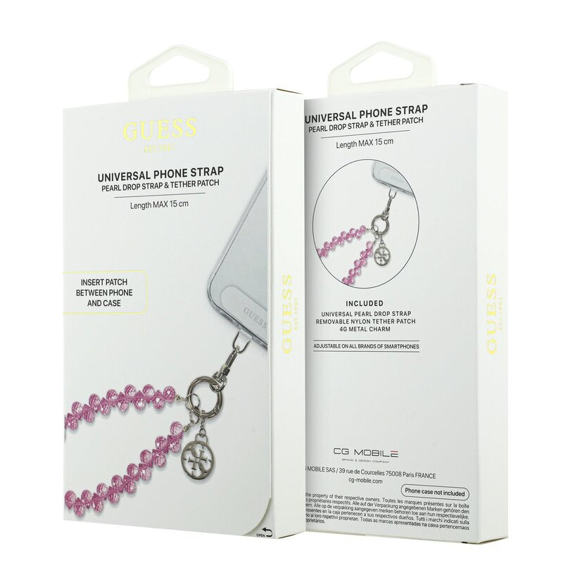 Guess Universal Wrist Strap Crystals 4G Charm Pink 15 cm