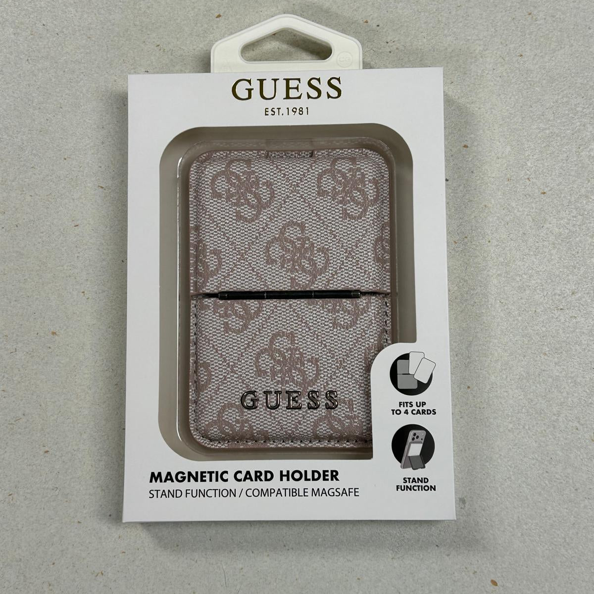 GUESS Card Holder 4 Cards 4G PU MagSafe and Stand Classic Logo Pink