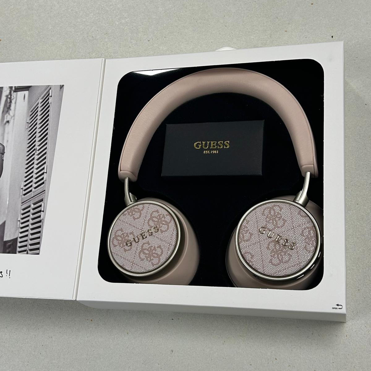 Guess Over-ear headphones Bluetooth ENC BT PU 4G Classic Logo Pink