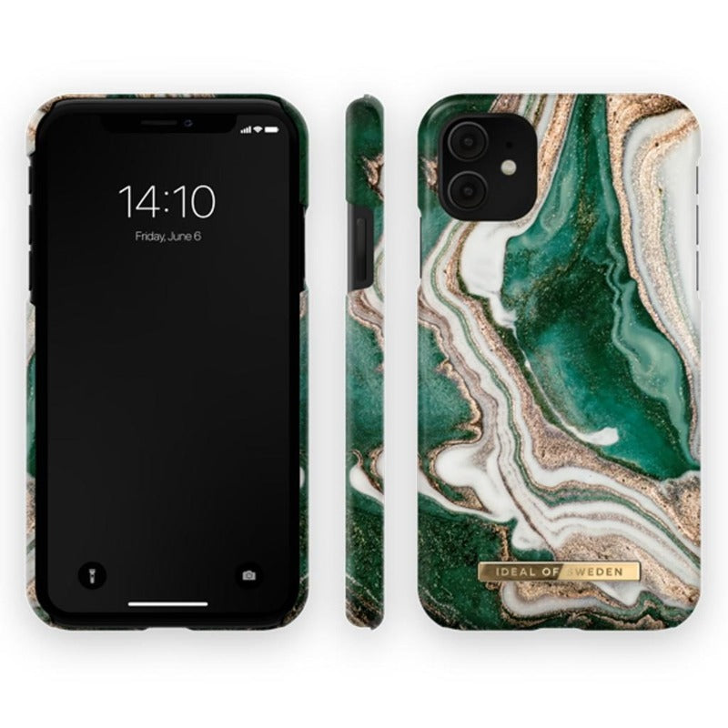 IDEAL OF SWEDEN Fashion Case iPhone 11/XR Golden Jade Marble
