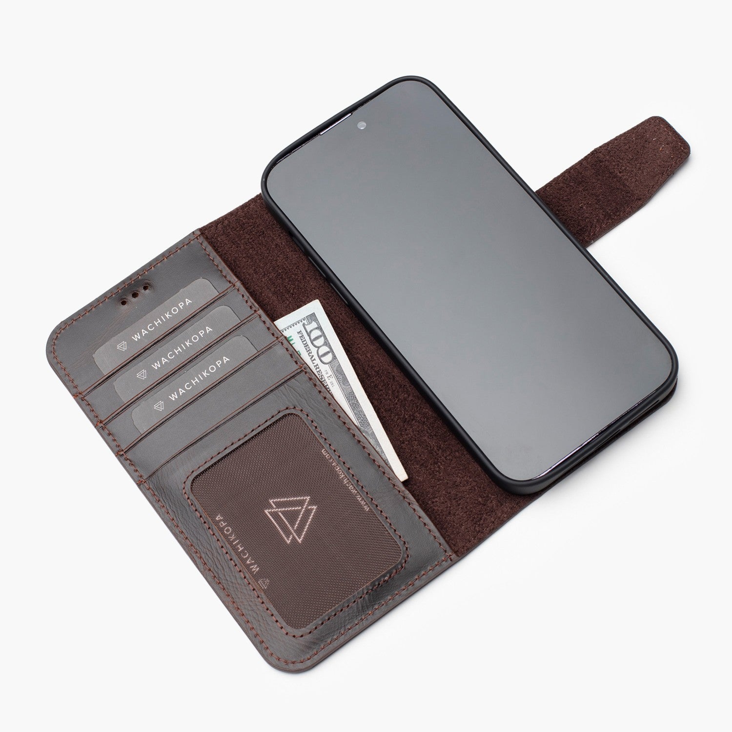 Wachikopa leather Classic iPhone Case for iPhone 14 / 15 / 13 Dark Brown