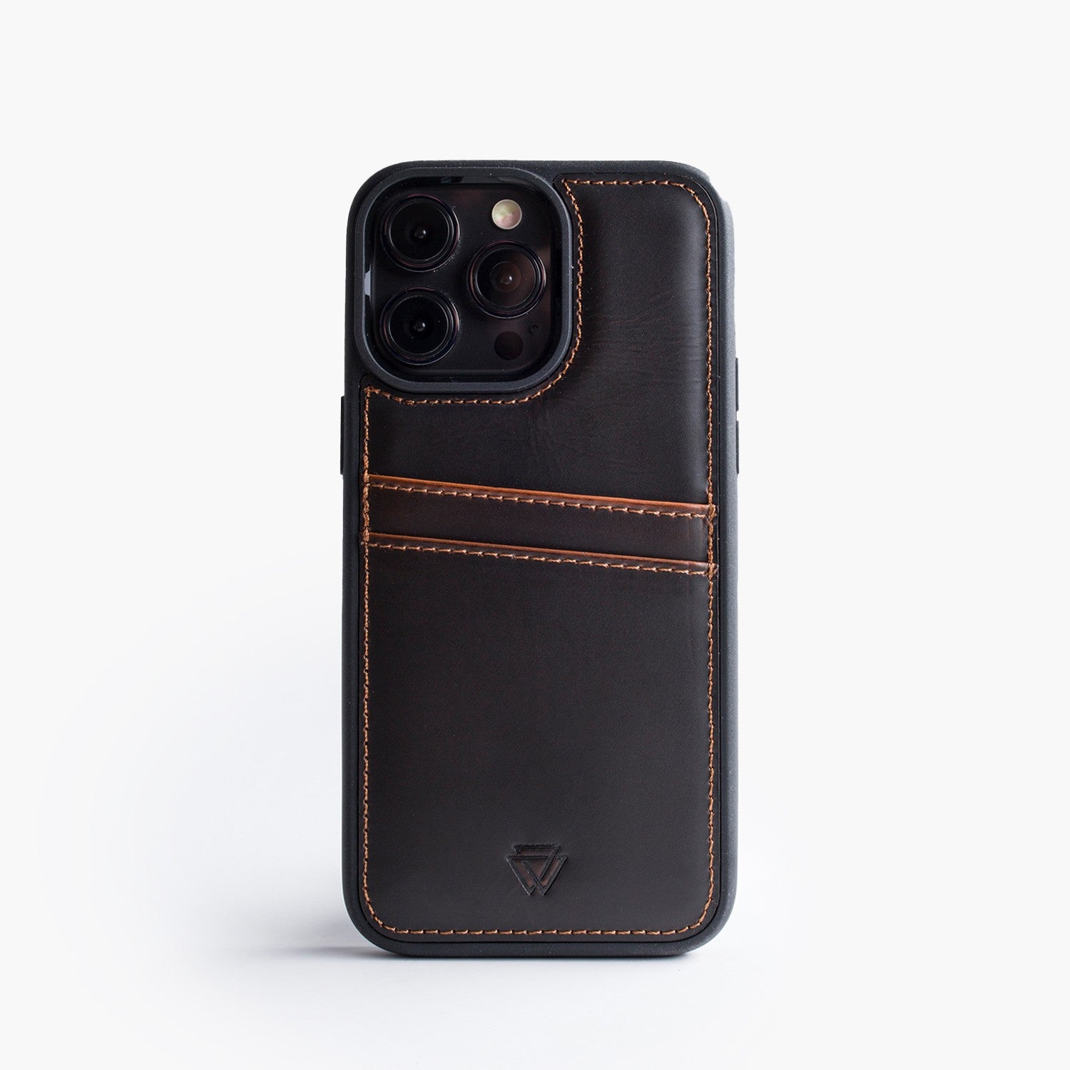 Wachikopa leather Back Cover C.C. Case for iPhone 13 / 14 / 15 Dark Brown