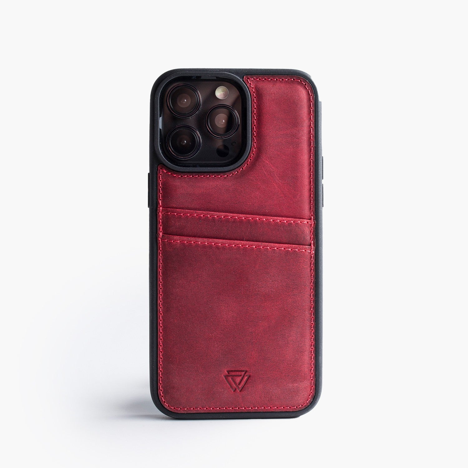 Wachikopa leather Back Cover C.C. Case for iPhone 12 Red