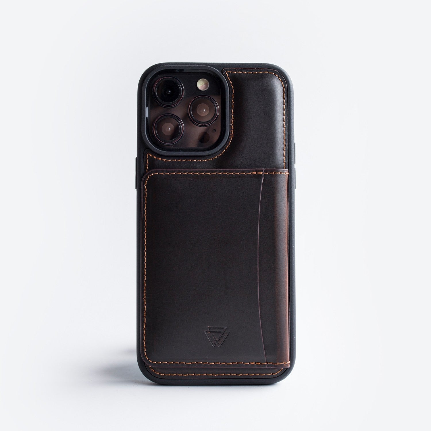 Wachikopa leather Back Cover With Stand Case for iPhone 14 Pro Dark Brown
