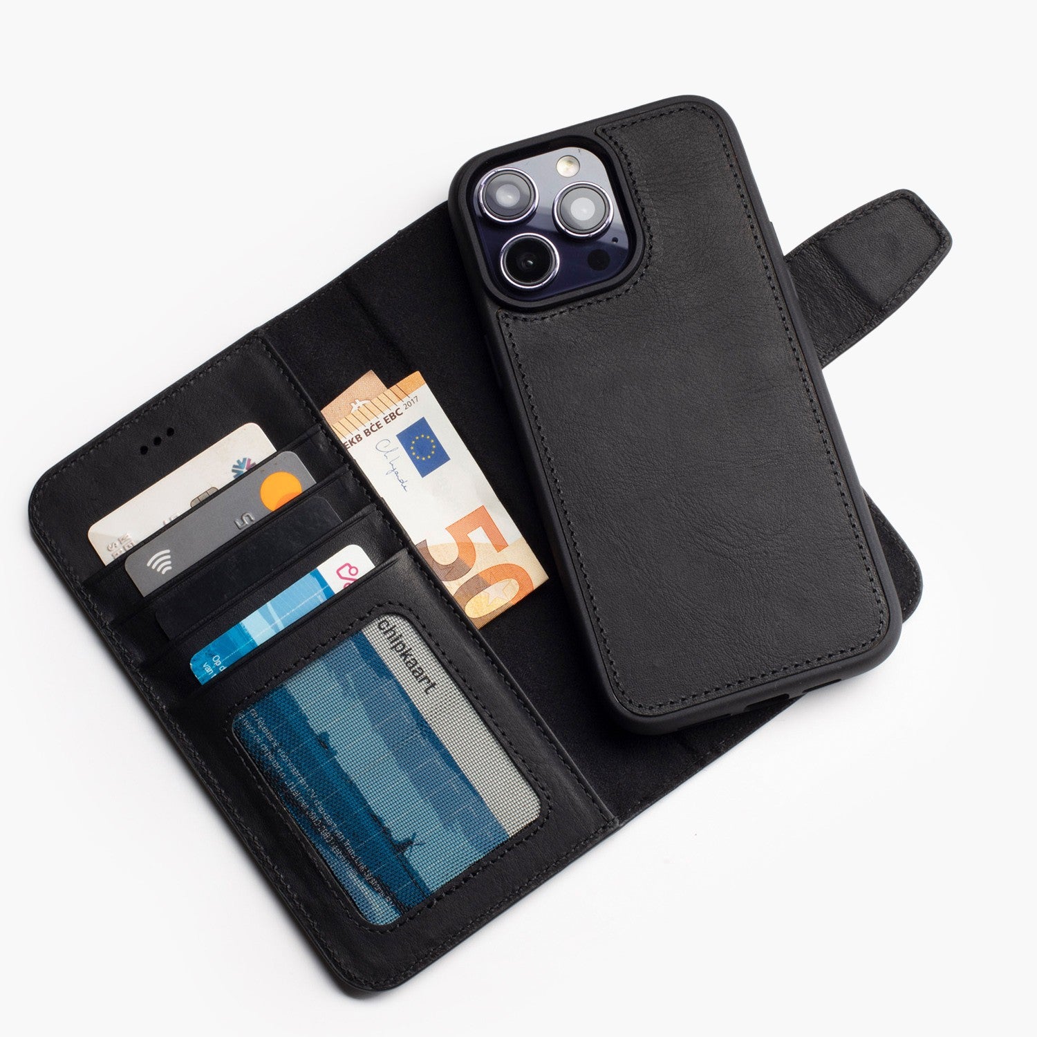 Wachikopa leather Magic Book Case 2 in 1 for iPhone 12/ 12 Pro Black