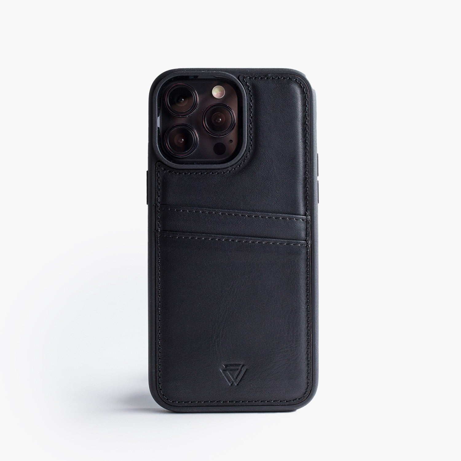 Wachikopa leather Back Cover C.C. Case for iPhone 12 Black