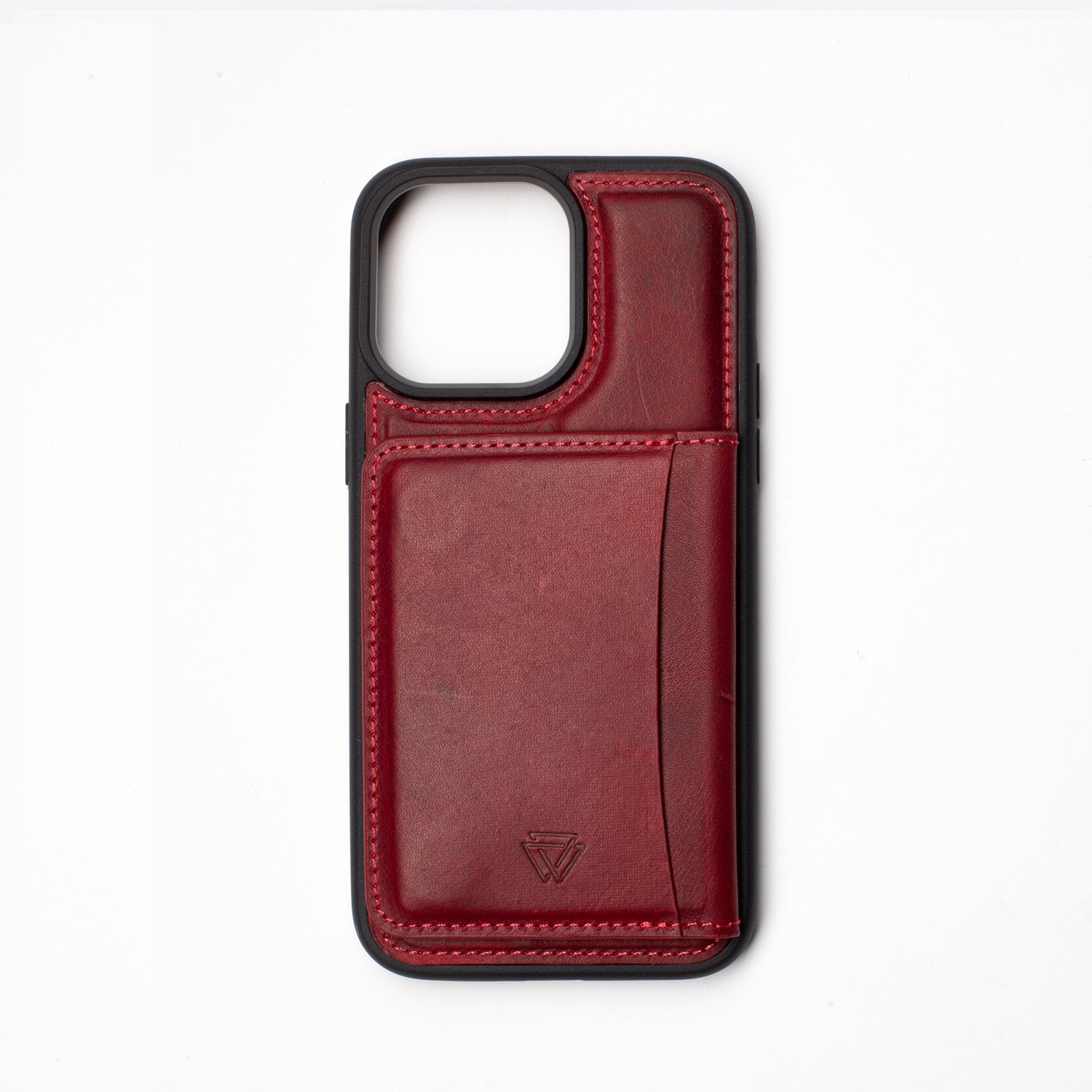 Wachikopa Genuine Leather Back Cover With Stand iPhone Case iPhone 15 Pro Red