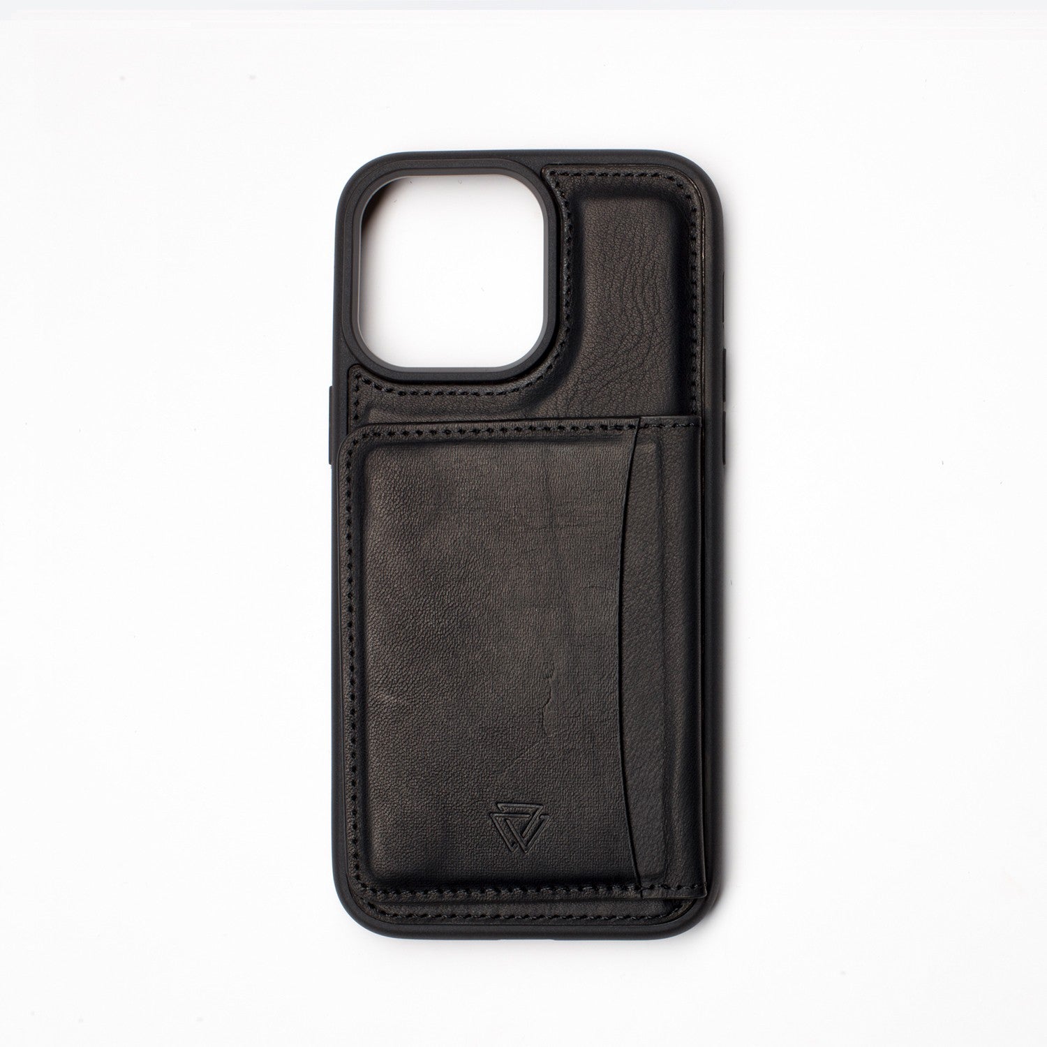 Wachikopa Genuine Leather Back Cover With Stand iPhone Case iPhone 15 Pro Black