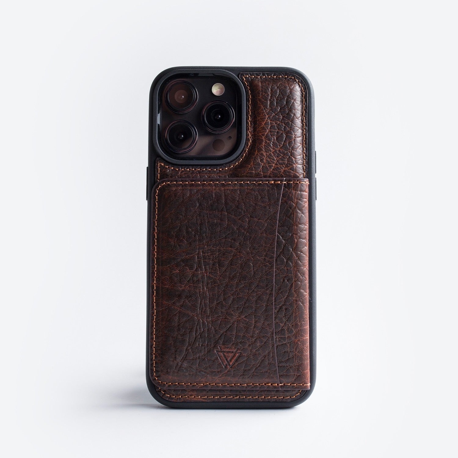 Wachikopa Genuine Leather Back Cover With Stand iPhone Case iPhone 15 Pro Max Dark Brown