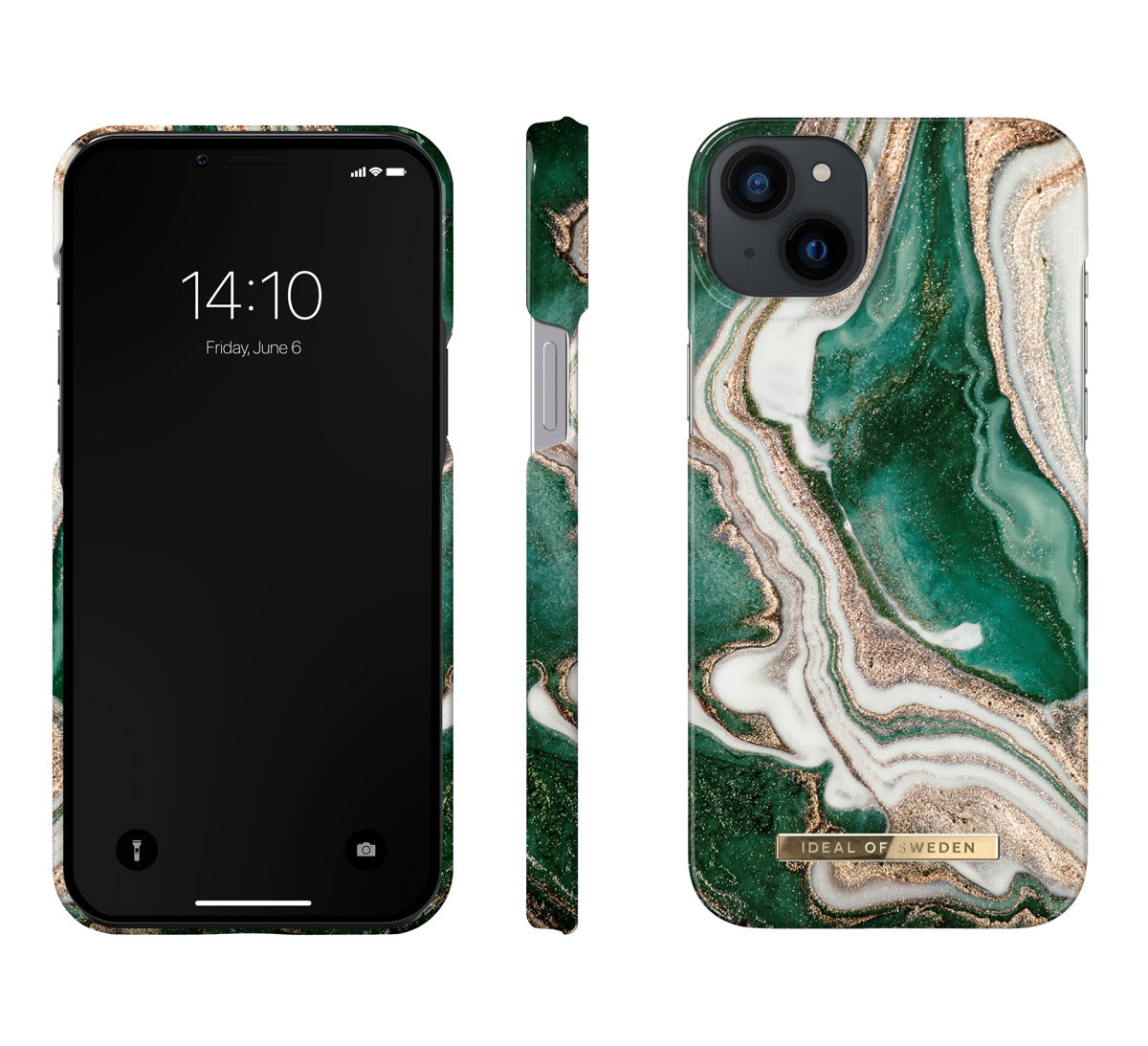 IDEAL OF SWEDEN Fashion Case iPhone 14 Plus Golden Jade Marble