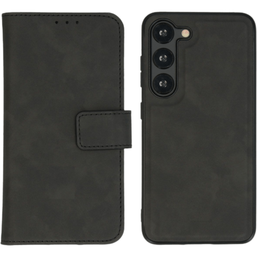 Wachikopa Genuine Leather Magic Book Case 2 in 1 for Samsung S23 Plus Black