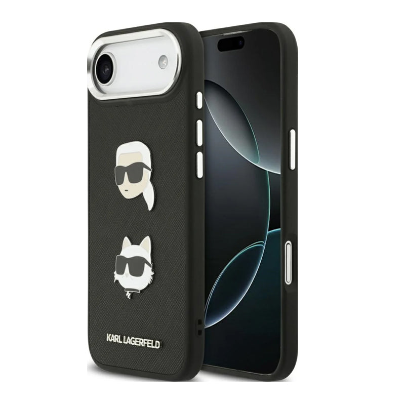 KARL KLHCP17MPSFDHPOK HardCase FW GRAINED PU W/ K&C HEADS PINS & Logo Black iPhone 17 Air