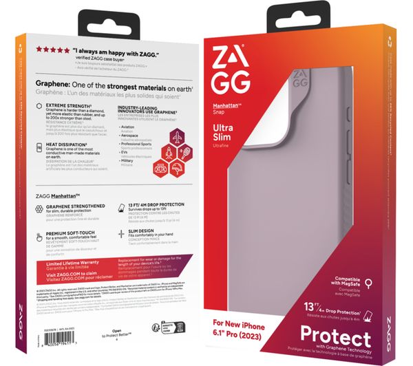 ZAGG Graphene Manhattan Snap Case for iPhone 15 Pro Purple