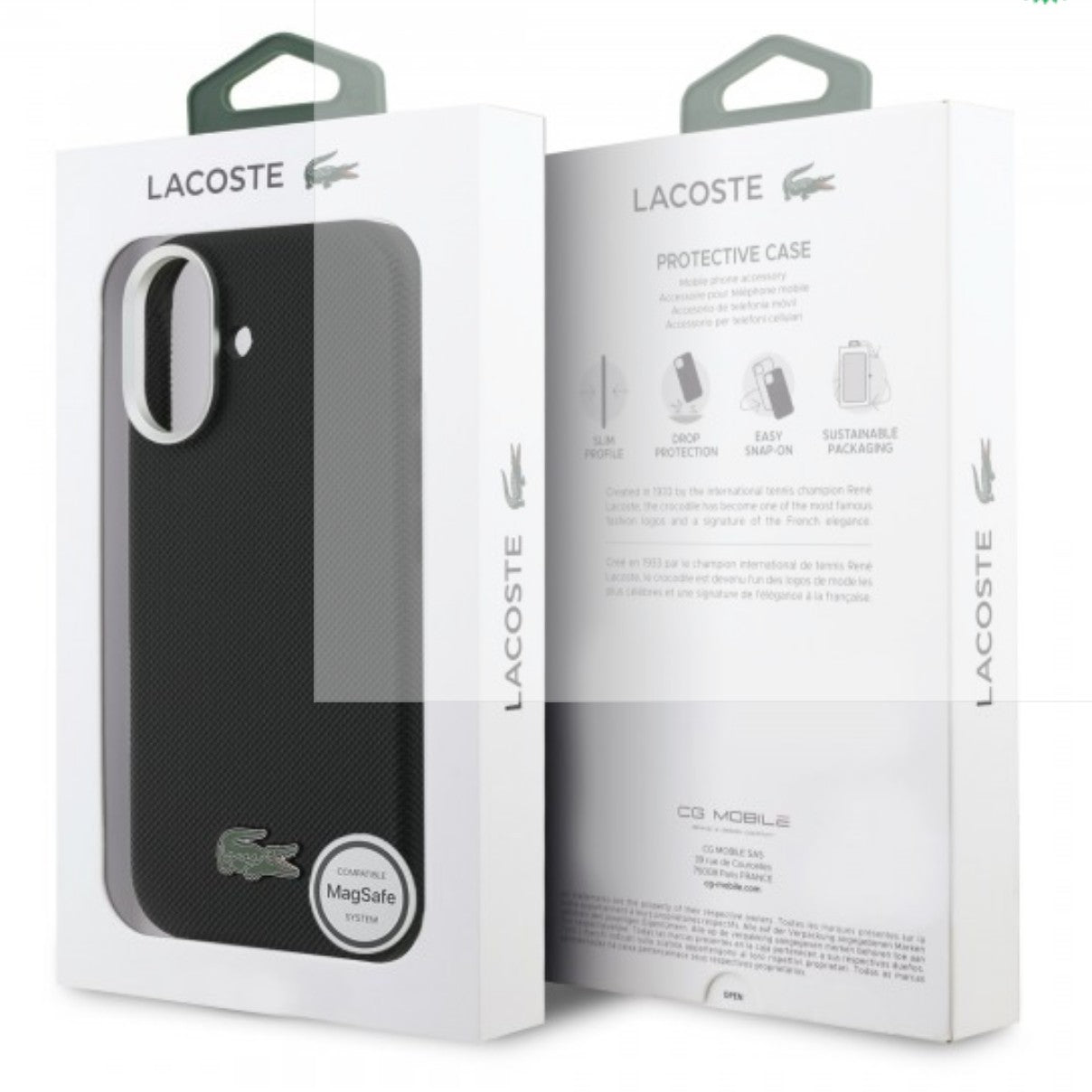 Lacoste LCFCMP17SPLAK iPhone 17 black hardcase Petit Pique PVC MagSafe