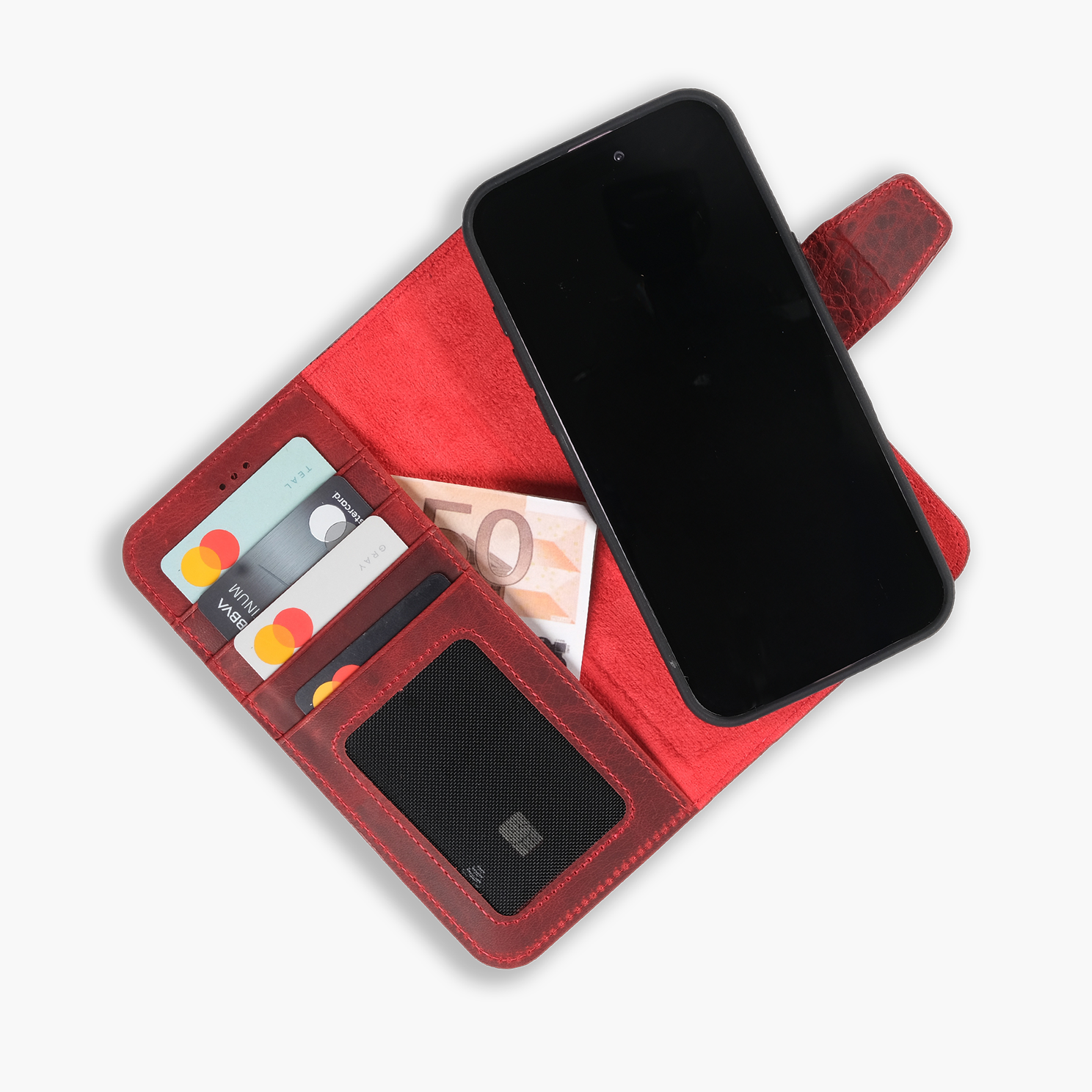 Wachikopa Leather Magic Book Case 2 in 1 for iPhone 17 Red