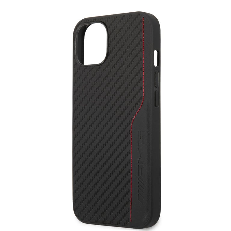 Mercedes AMG iPhone 13 Mini Hardcase Backcover - Carbon - Red Stitching - Black