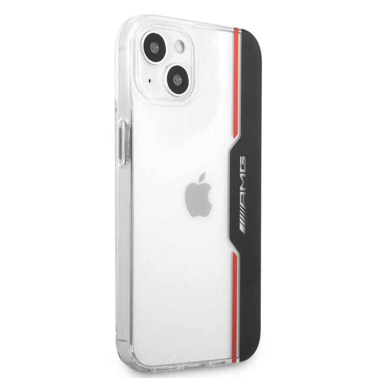 Mercedes AMG iPhone 13 Mini Hardcase Backcover - Electroplated Black & Red - Transparant