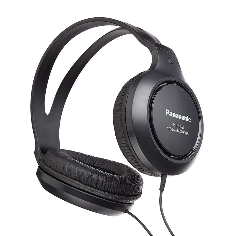 Panasonic RP-HT161E-K Hifi Headphones - 2 m Cable, 10-27,000 Hz, 30 mm Converter, Black